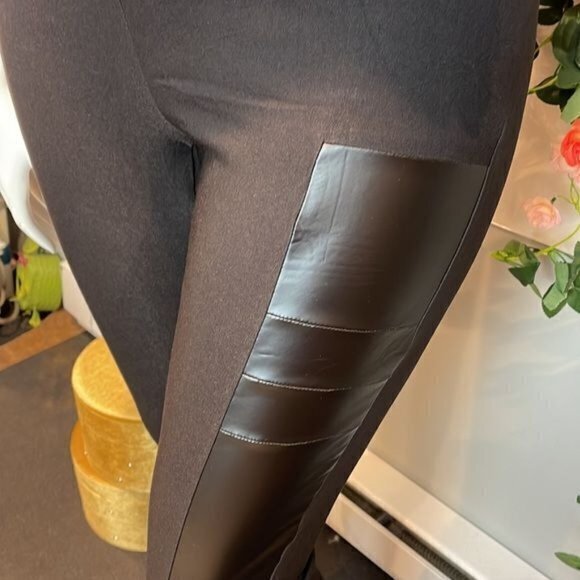 Contrast Panel Detail Faux Leather Pants Size L RefI032‎ - Picture 5 of 6